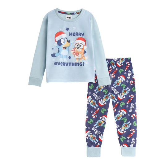 Multicoloured - Front - Bluey Childrens-Kids Long-Sleeved Christmas Long Pyjama Set