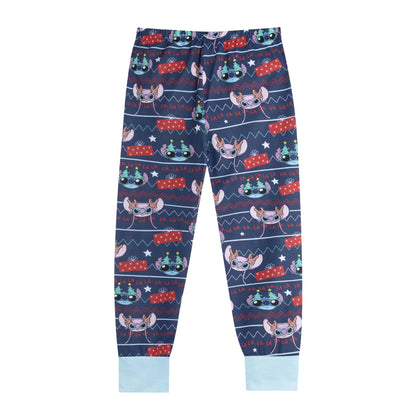 Blue - Side - Lilo & Stitch Childrens-Kids Long-Sleeved Christmas Long Pyjama Set