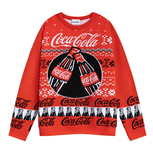 Red - Front - Coca-Cola Mens Logo Christmas Jumper