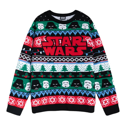 Multicoloured - Front - Star Wars Mens Logo Christmas Jumper