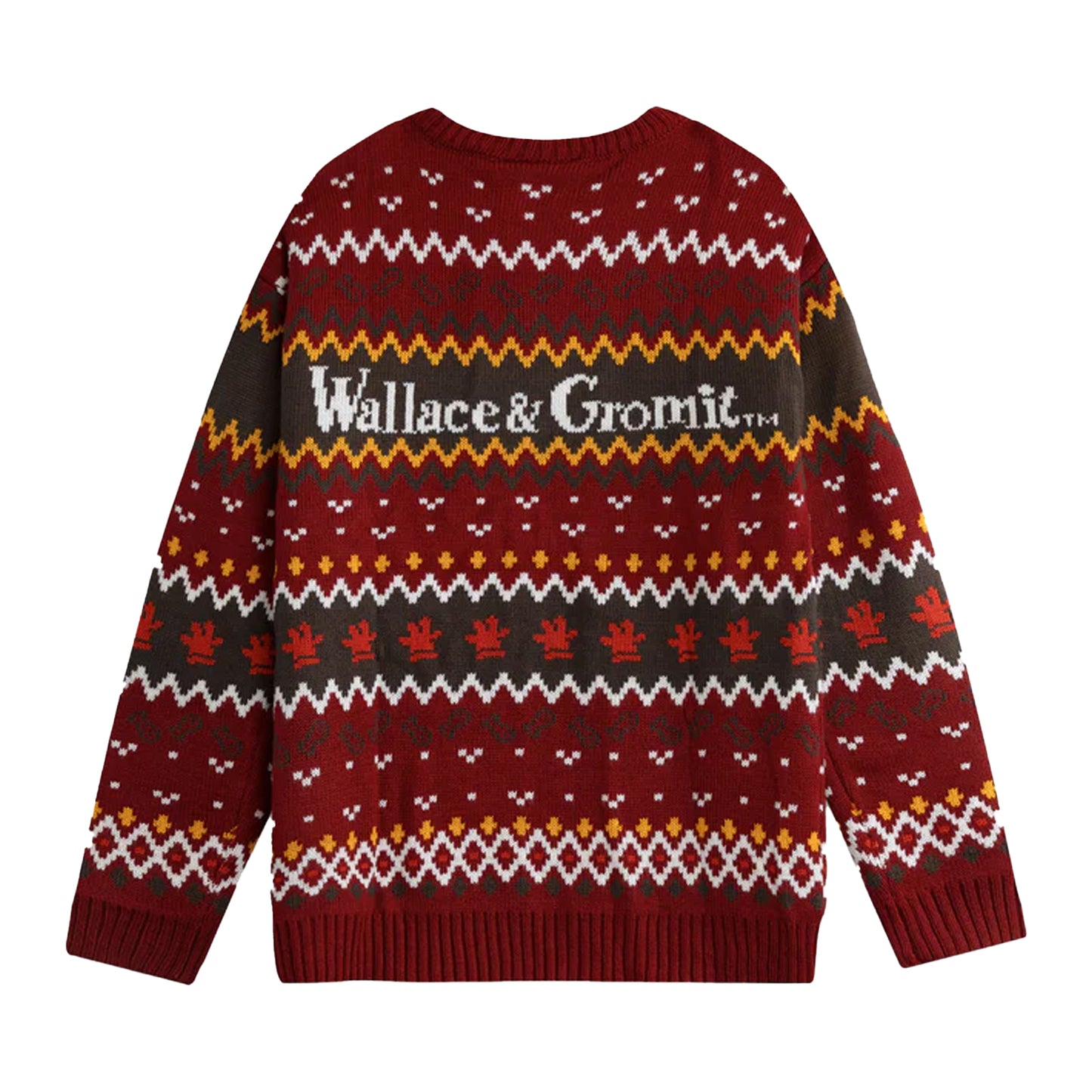 Red - Back - Wallace and Gromit Unisex Adult Feathers McGraw Christmas Jumper