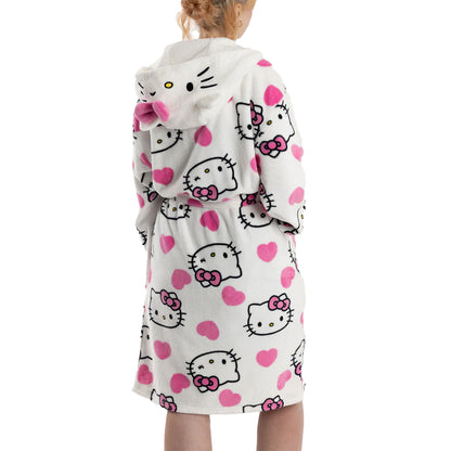 Multicoloured - Back - Hello Kitty Womens-Ladies Hooded Robe