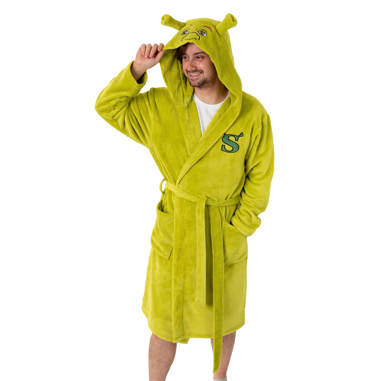 Green - Front - Shrek Unisex Adult Hooded Robe