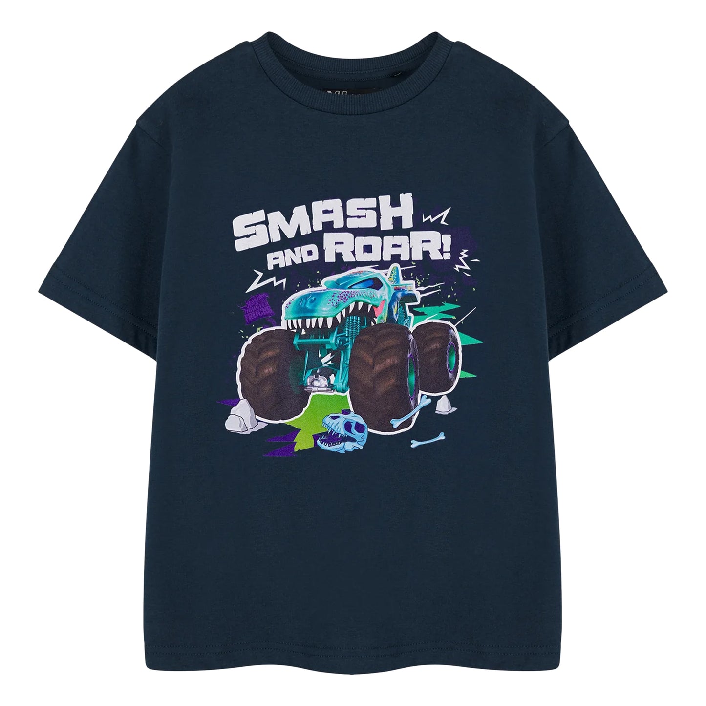 Navy - Front - Hot Wheels Boys Smash And Roar Short-Sleeved T-Shirt
