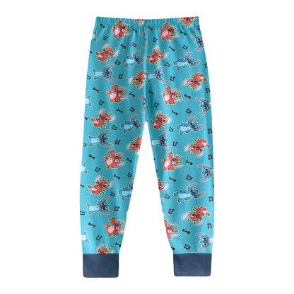 Blue - Side - Lilo & Stitch Boys Character Long-Sleeved Long Pyjama Set