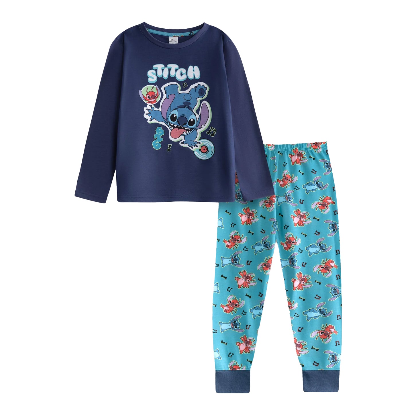Blue - Front - Lilo & Stitch Boys Character Long-Sleeved Long Pyjama Set