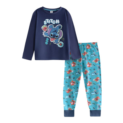 Blue - Front - Lilo & Stitch Boys Character Long-Sleeved Long Pyjama Set