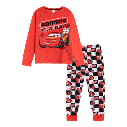 Red - Front - Cars Boys Lightning McQueen Long-Sleeved Long Pyjama Set