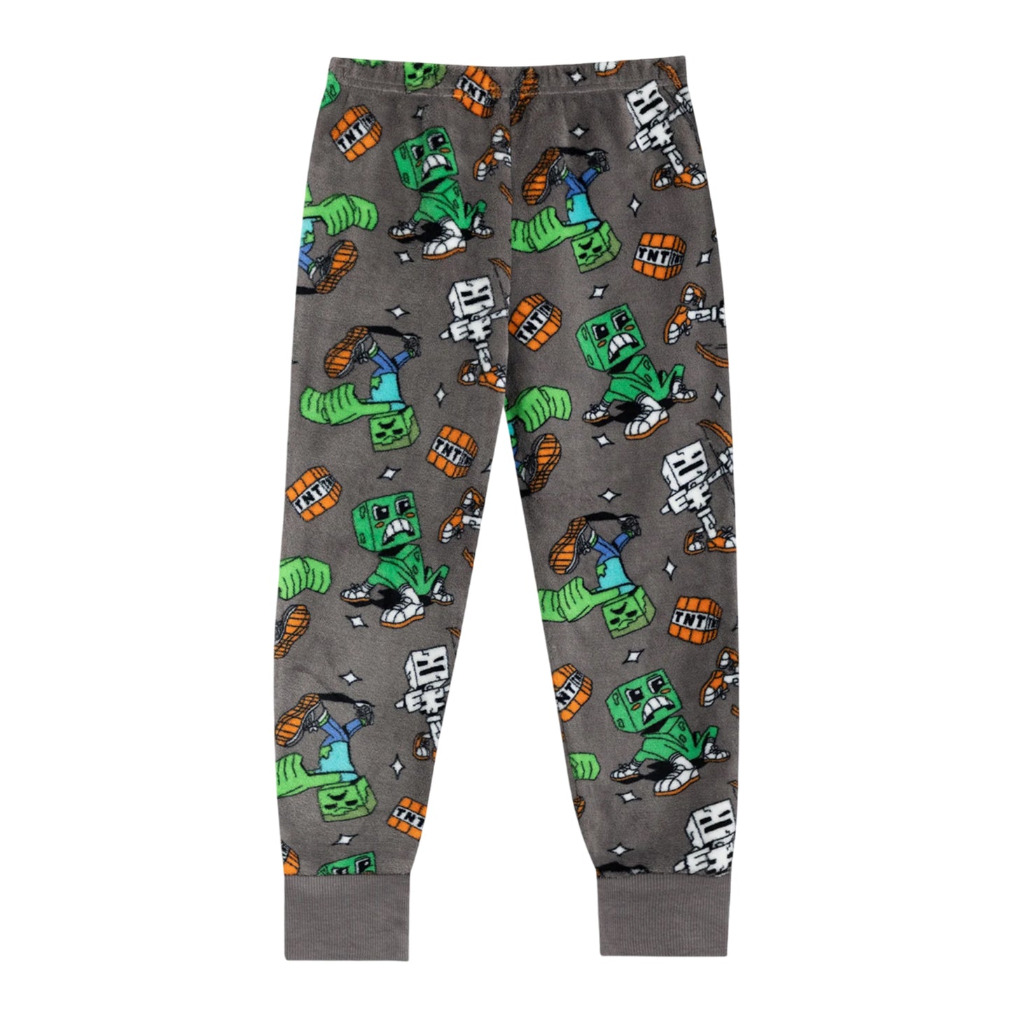 Green-Grey - Side - Minecraft Boys Creeper Long-Sleeved Long Pyjama Set