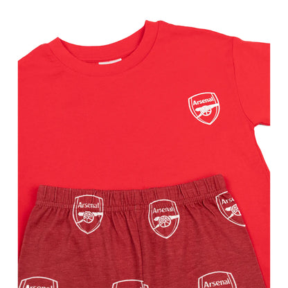 Red - Side - Arsenal FC Boys Crest Short-Sleeved Long Pyjama Set
