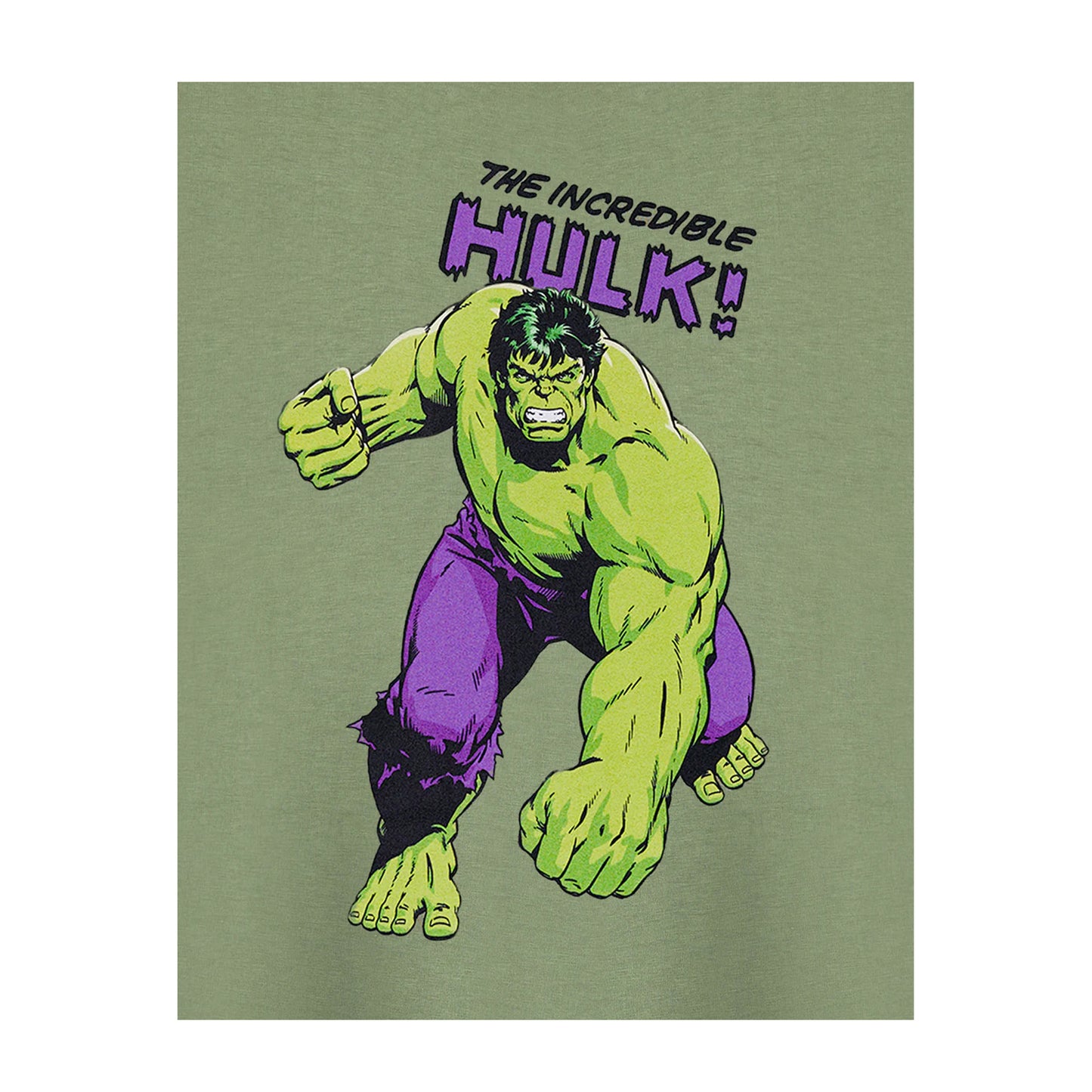 Khaki Green - Side - The Incredible Hulk Boys Short-Sleeved T-Shirt