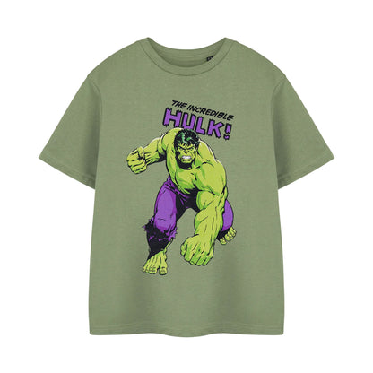 Khaki Green - Front - The Incredible Hulk Boys Short-Sleeved T-Shirt