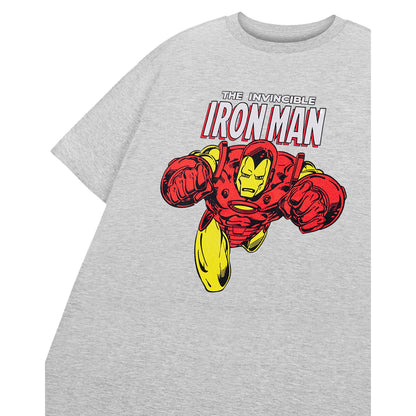 Grey Marl - Side - Iron Man Boys The Invincible Short-Sleeved T-Shirt