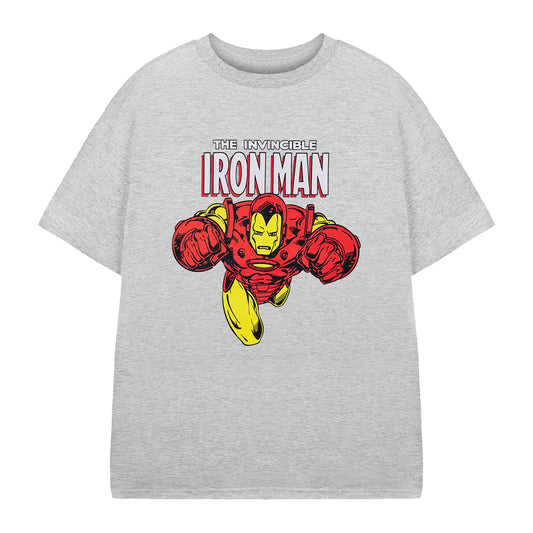 Grey Marl - Front - Iron Man Boys The Invincible Short-Sleeved T-Shirt