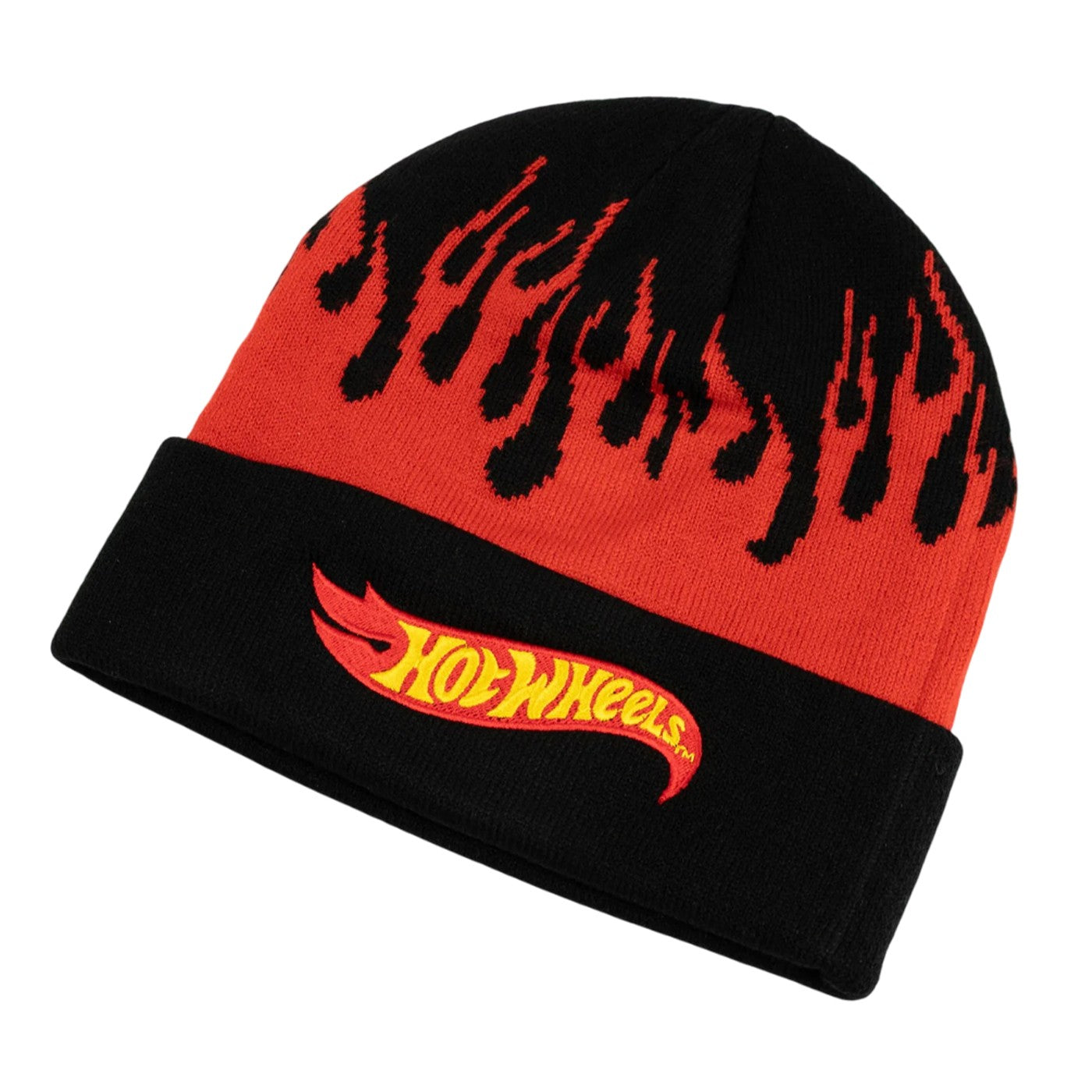 Black - Side - Hot Wheels Unisex Adult Flames Beanie
