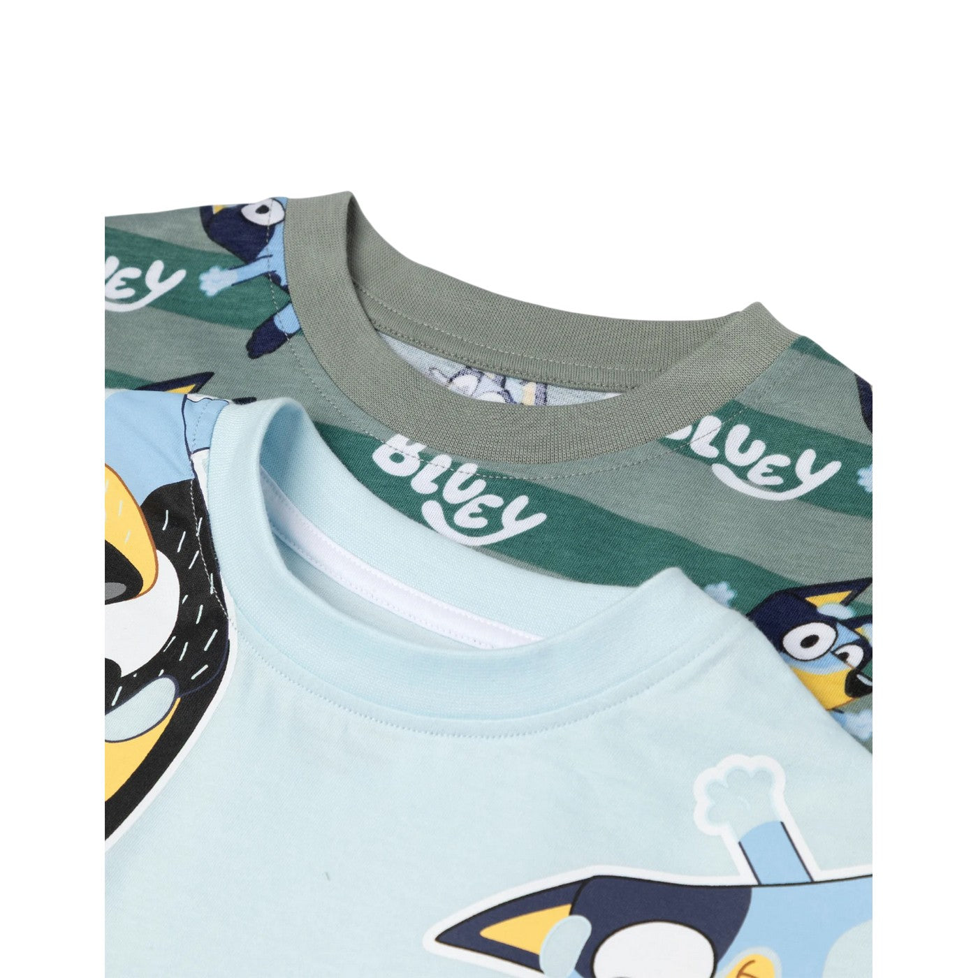 Green-Blue - Close up - Bluey Boys Bluey & Bingo Short-Sleeved Short Pyjama Set (Pack of 2)