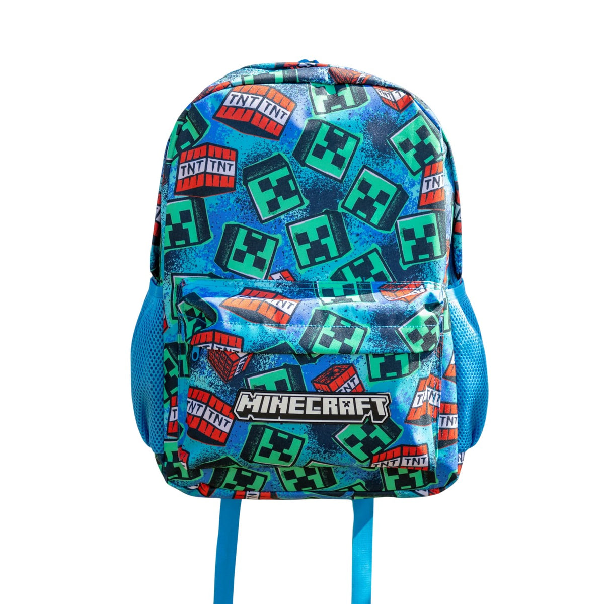 Blue - Back - Minecraft Childrens-Kids Logo Backpack