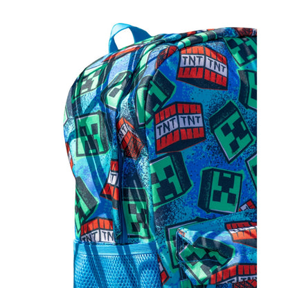 Blue - Side - Minecraft Childrens-Kids Logo Backpack