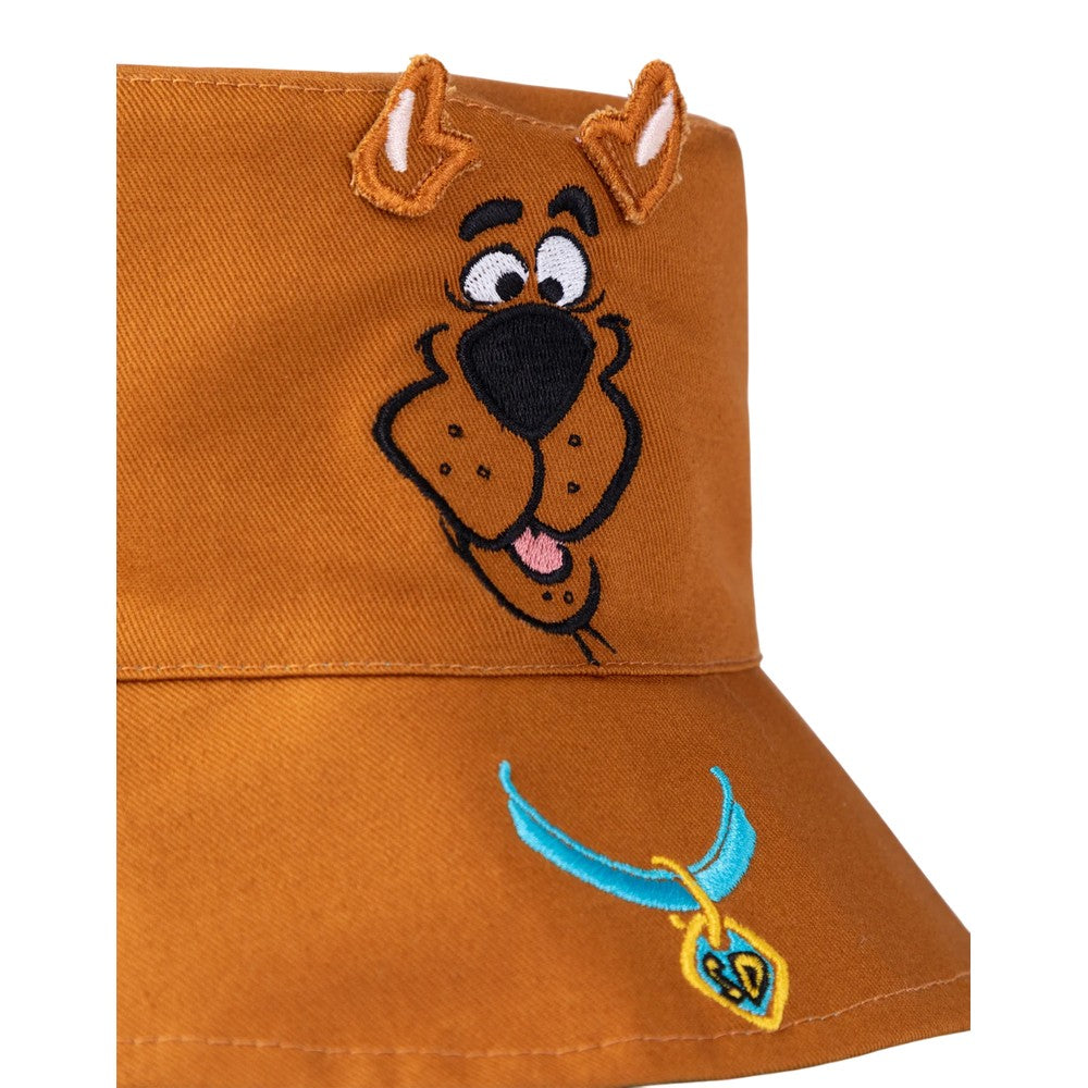 Brown-Sky Blue - Side - Scooby Doo Childrens-Kids Reversible Bucket Hat