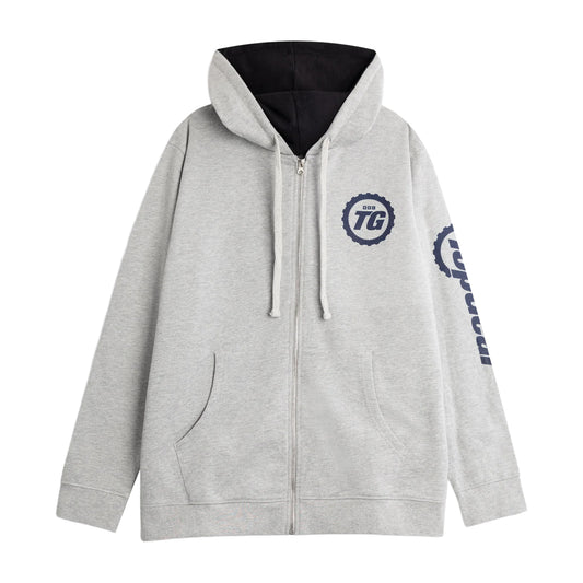 Grey - Front - Top Gear Unisex Adult Logo Full Zip Hoodie