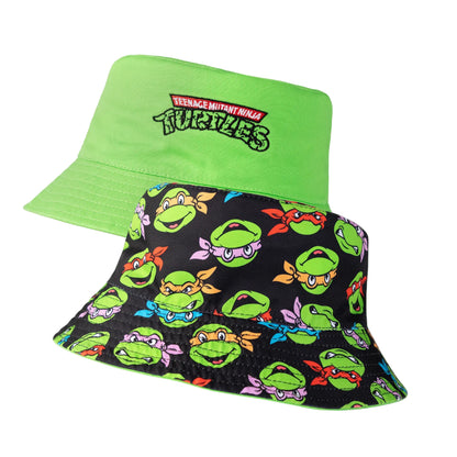 Green - Front - Teenage Mutant Ninja Turtles Boys Faces Reversible Bucket Hat