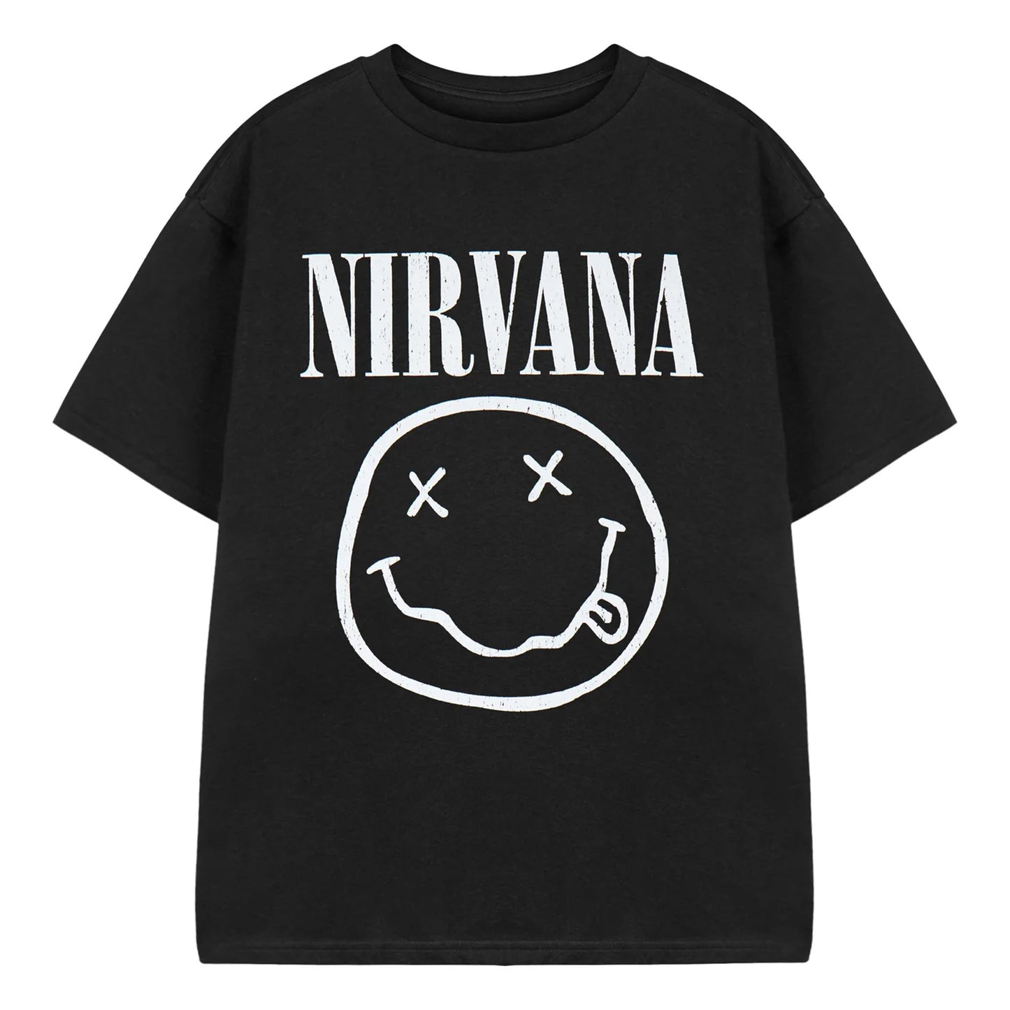 Black - Front - Nirvana Boys Logo Short-Sleeved T-Shirt
