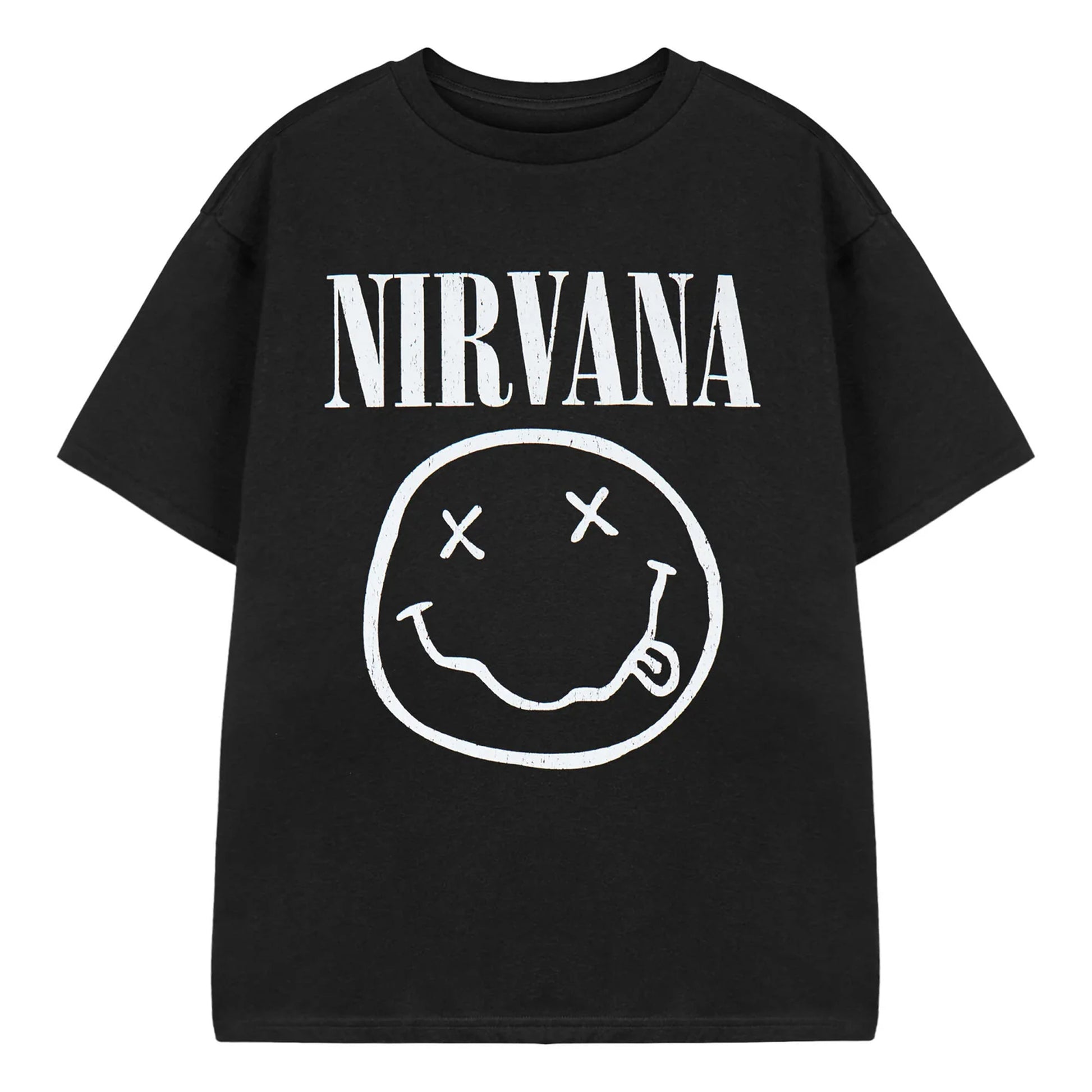 Black - Front - Nirvana Boys Logo Short-Sleeved T-Shirt