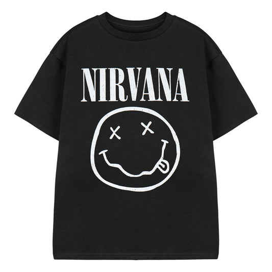 Black - Front - Nirvana Boys Logo Short-Sleeved T-Shirt