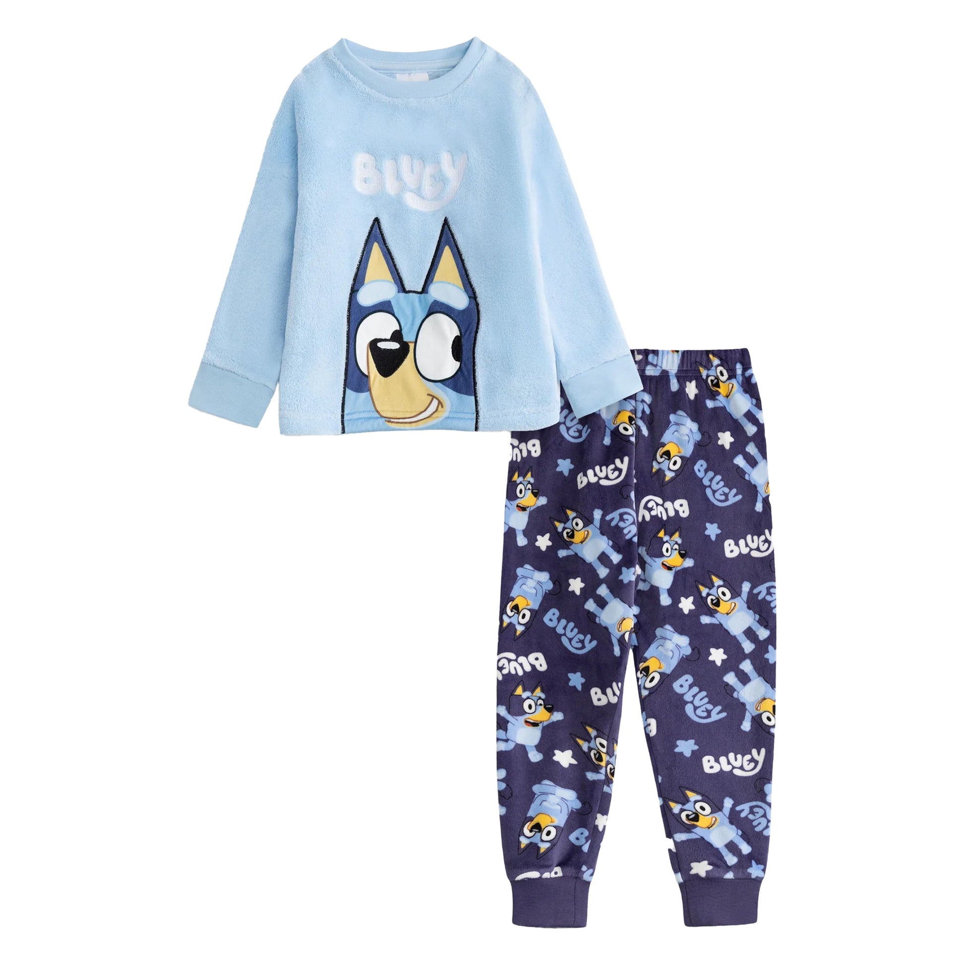 Blue - Front - Bluey Boys Character Long-Sleeved Long Pyjama Set