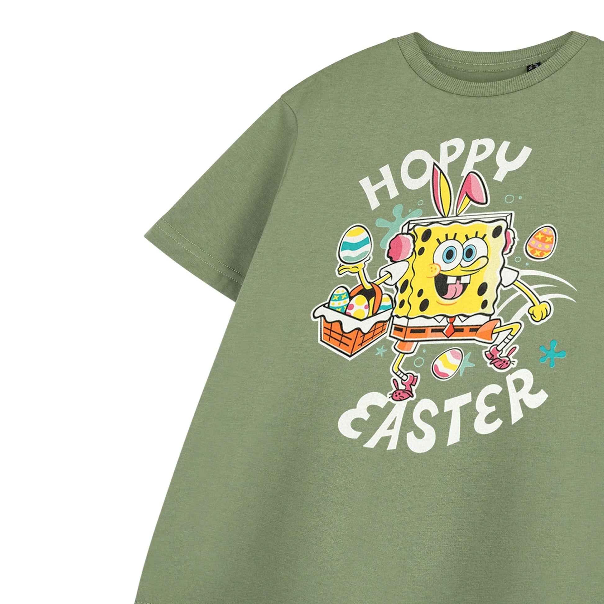 Green - Side - SpongeBob SquarePants Childrens-Kids Hoppy Easter T-Shirt