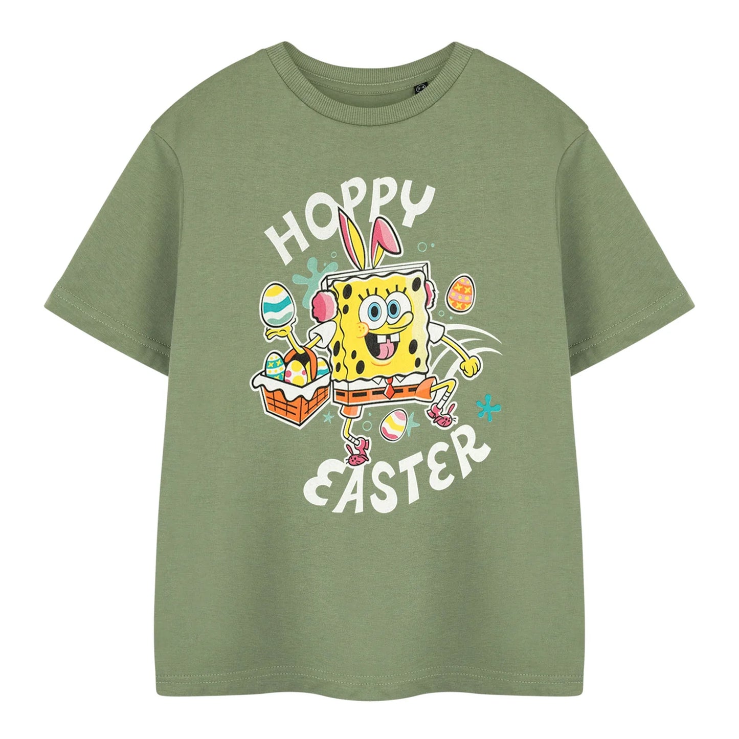 Green - Front - SpongeBob SquarePants Childrens-Kids Hoppy Easter T-Shirt