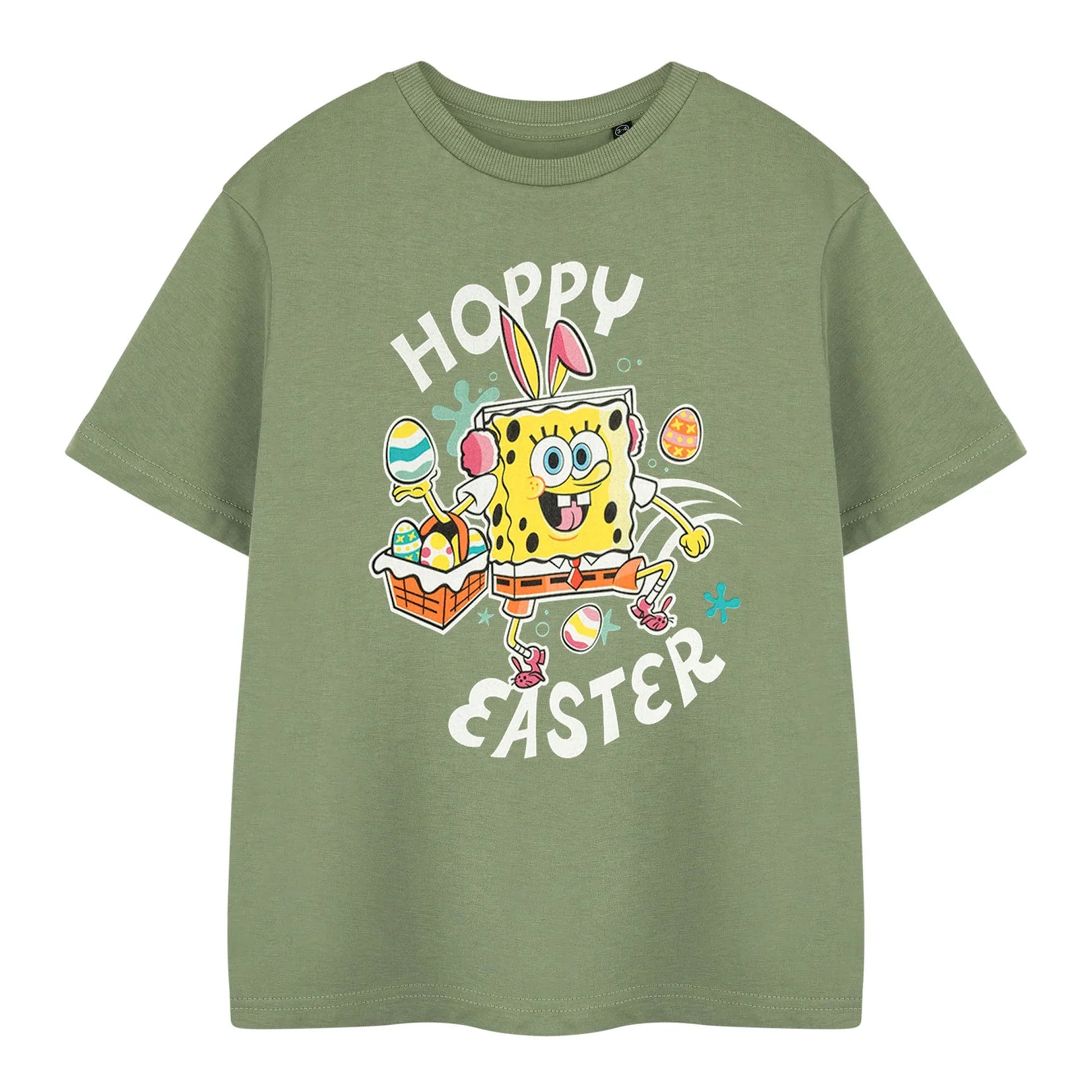 Green - Front - SpongeBob SquarePants Childrens-Kids Hoppy Easter T-Shirt