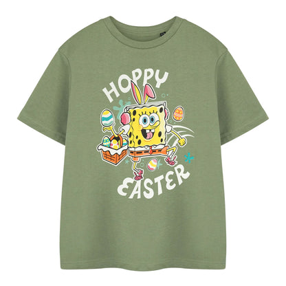 Green - Front - SpongeBob SquarePants Childrens-Kids Hoppy Easter T-Shirt