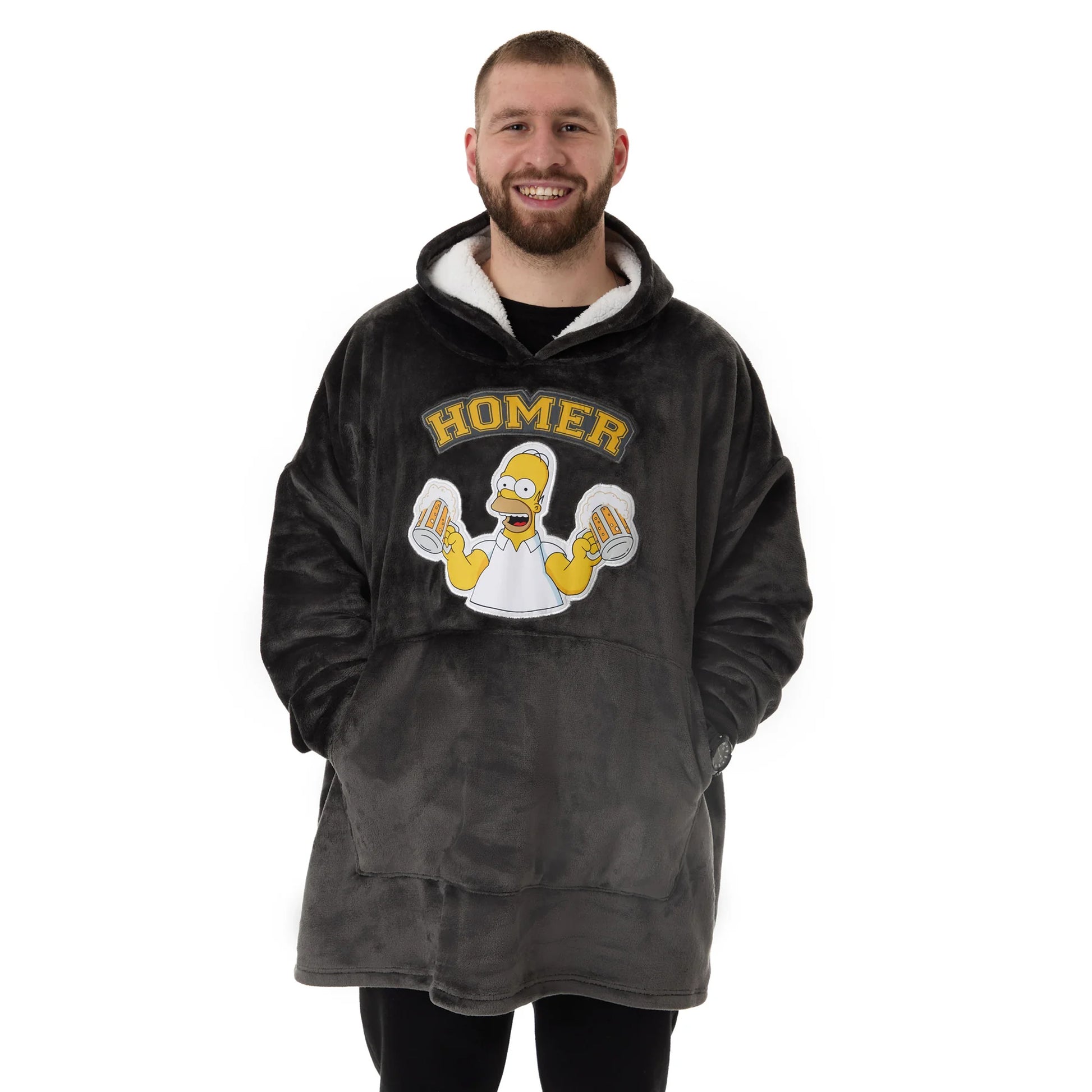 Black - Front - The Simpsons Mens Homer Simpson Blanket Hoodie