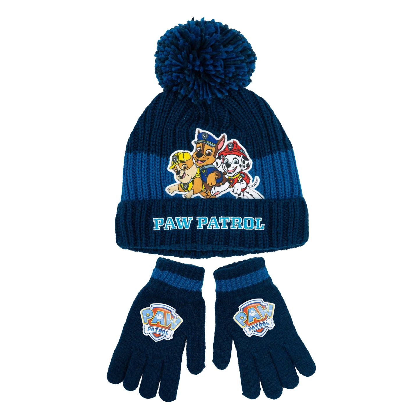 Blue - Front - Paw Patrol Boys Pose Beanie & Gloves Set