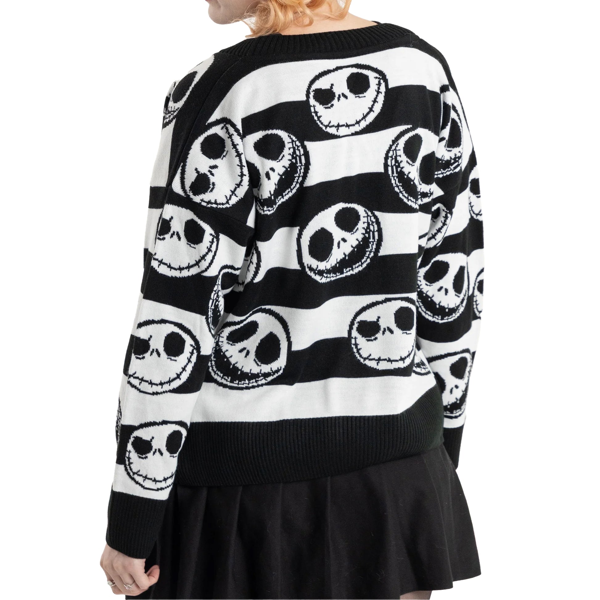 Black - Back - The Nightmare Before Christmas Womens-Ladies Jack Skellington Cardigan