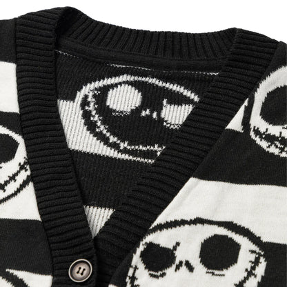 Black - Side - The Nightmare Before Christmas Womens-Ladies Jack Skellington Cardigan