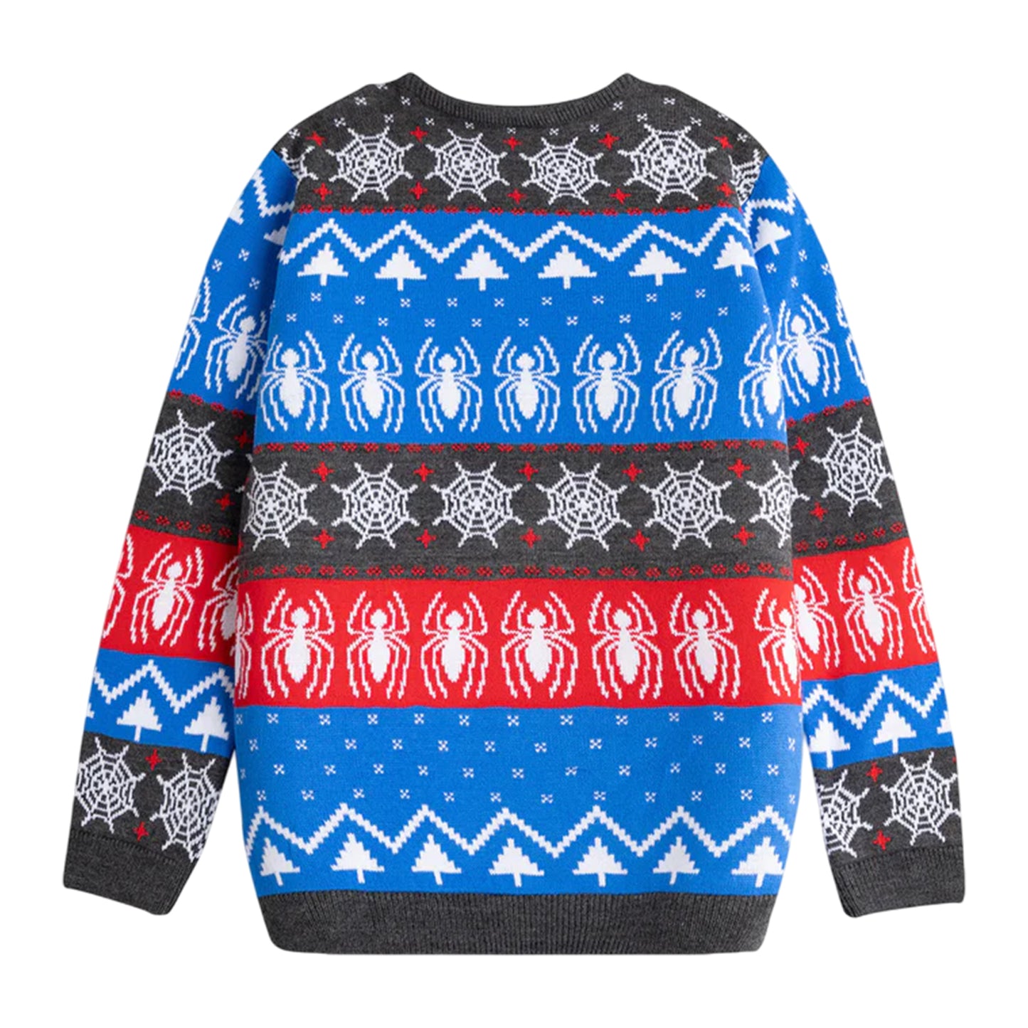 Blue - Back - Spider-Man Boys Face Christmas Jumper