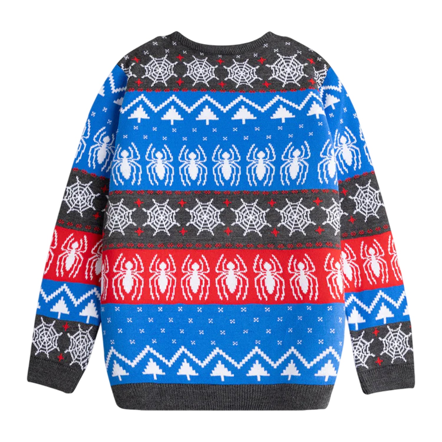 Blue - Back - Spider-Man Boys Face Christmas Jumper