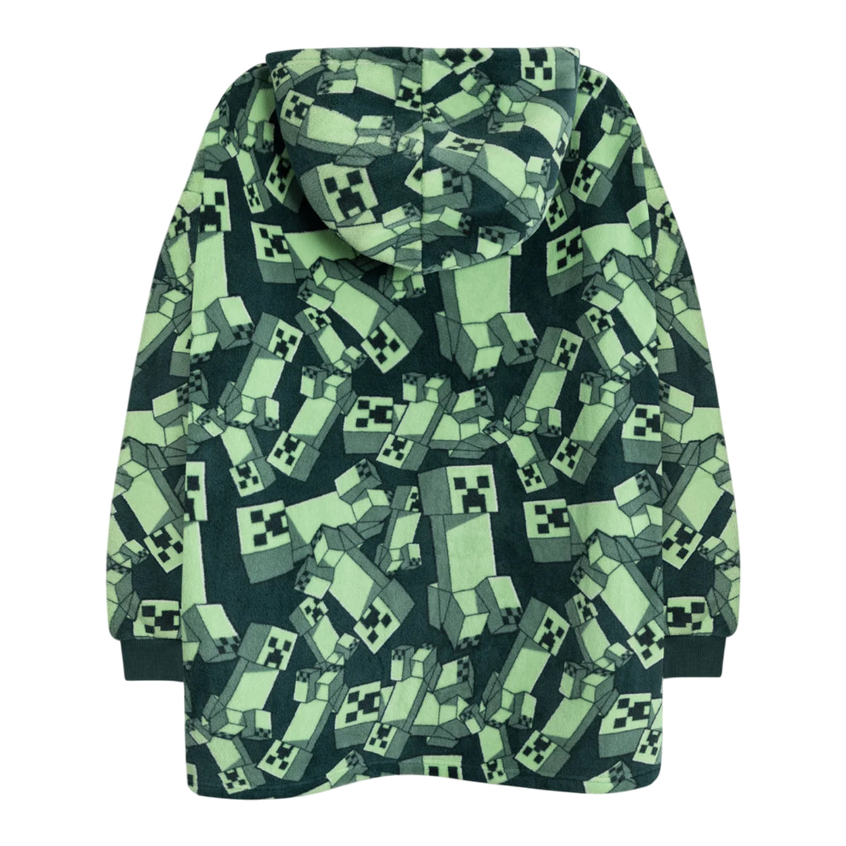 Green - Back - Minecraft Boys Creeper Blanket Hoodie