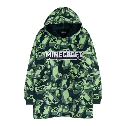 Green - Front - Minecraft Boys Creeper Blanket Hoodie