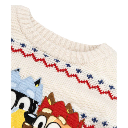 Beige - Side - Bluey Childrens-Kids Family Christmas Jumper
