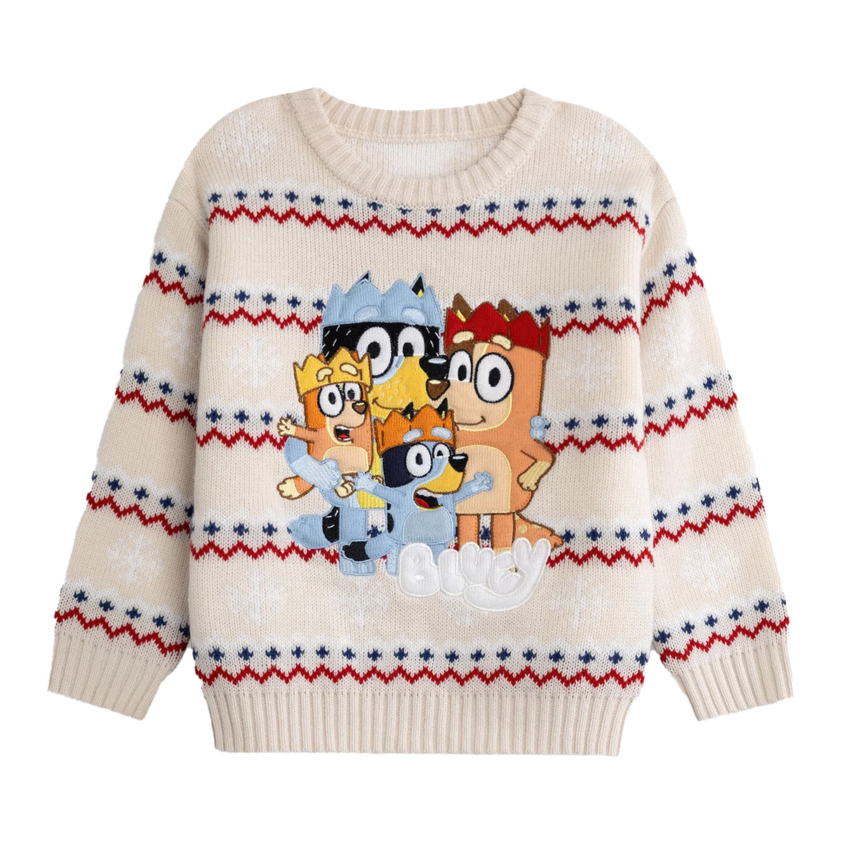 Beige - Front - Bluey Childrens-Kids Family Christmas Jumper