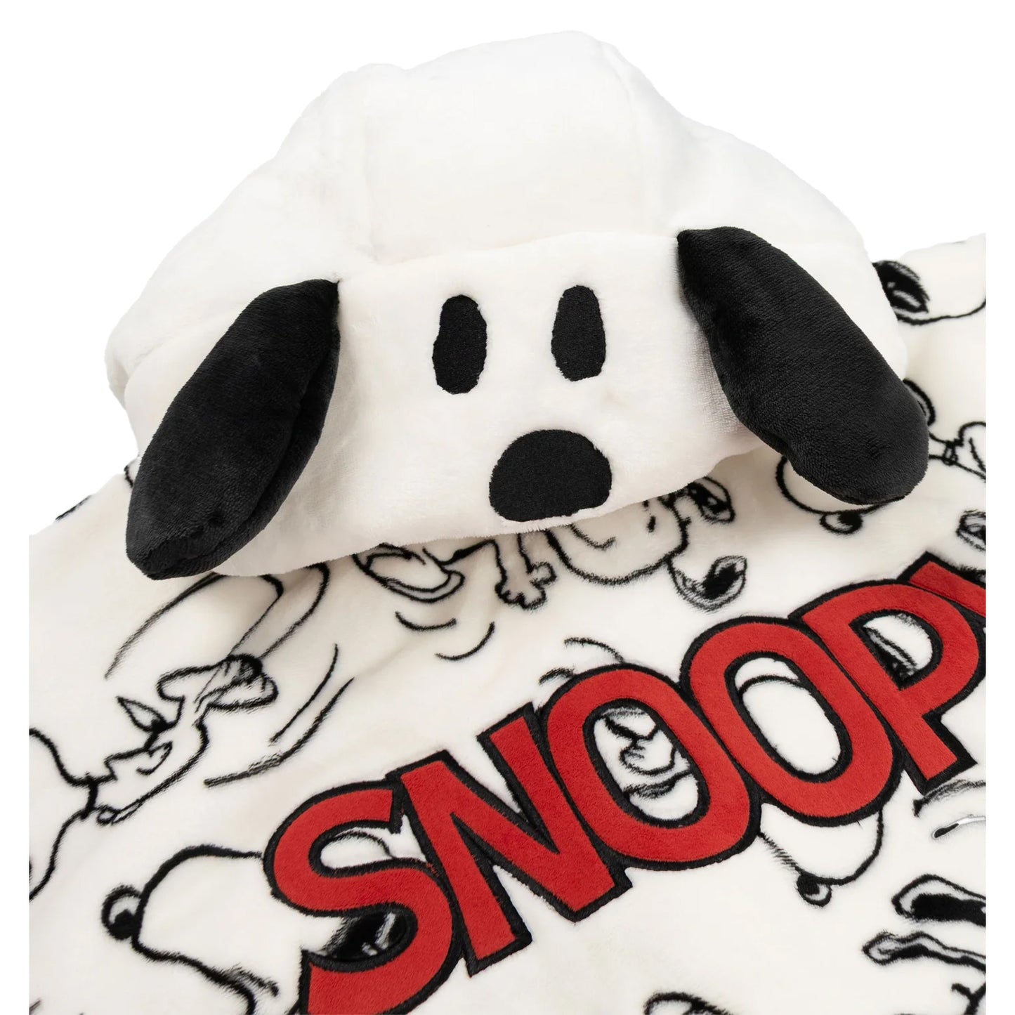 Off White-Black - Side - Peanuts Womens-Ladies Snoopy Blanket Hoodie