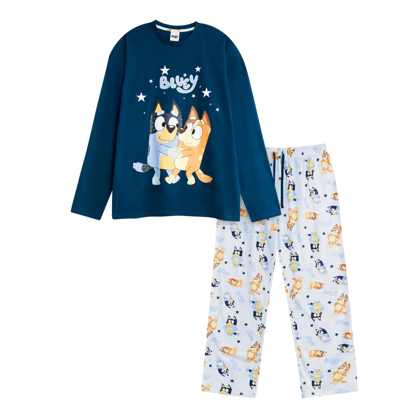 Multicoloured - Front - Bluey Mens Family Long Pyjama Set