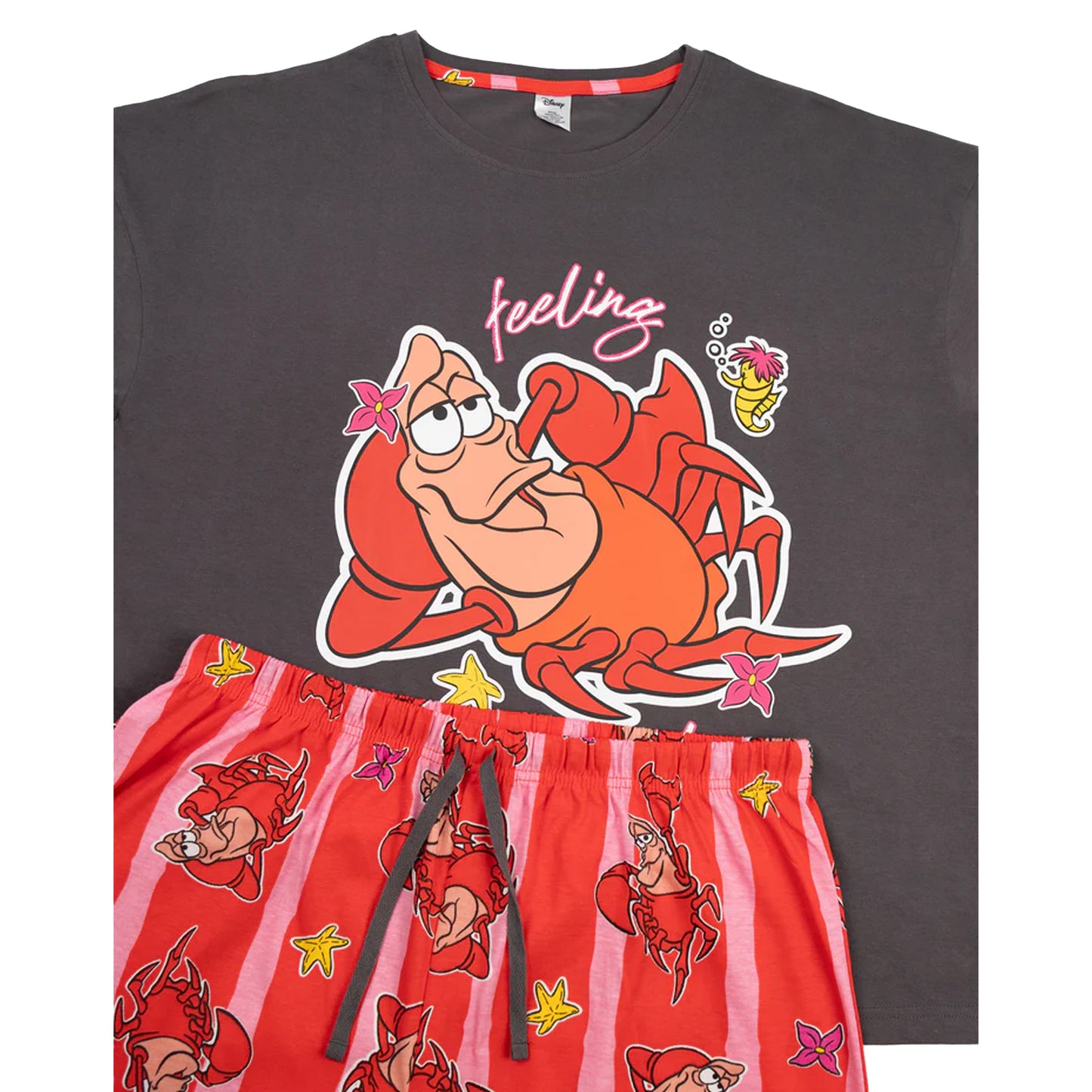 Multicoloured - Side - The Little Mermaid Womens-Ladies Sebastian Short-Sleeved Long Pyjama Set