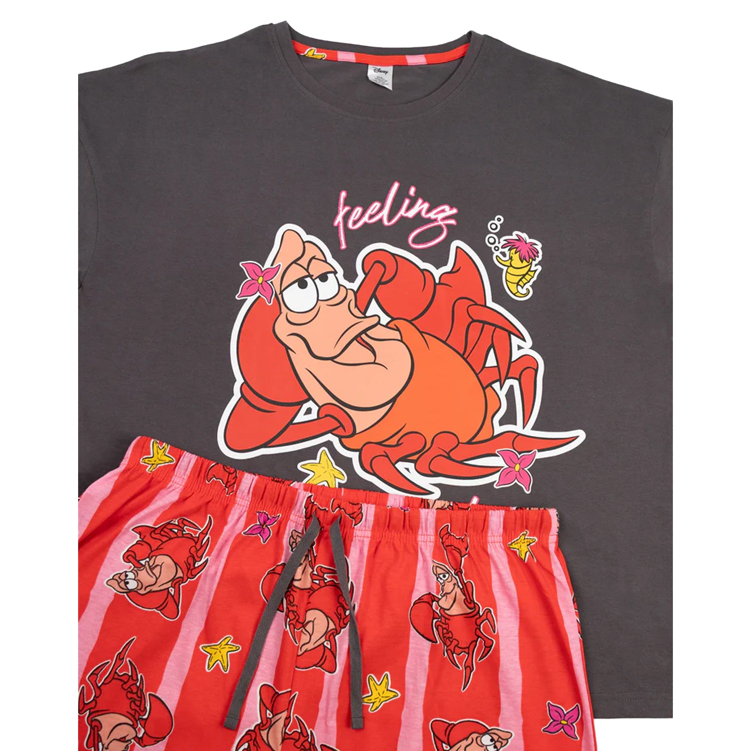 Multicoloured - Side - The Little Mermaid Womens-Ladies Sebastian Short-Sleeved Long Pyjama Set