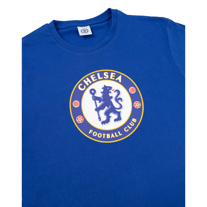 Blue - Lifestyle - Chelsea FC Mens Crest Short-Sleeved Long Pyjama Set