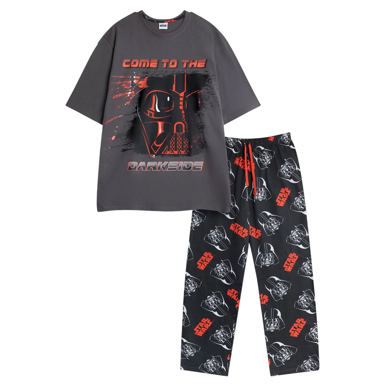 Black - Front - Star Wars Mens Darth Vader Short-Sleeved Long Pyjama Set