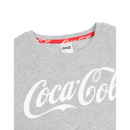 Grey-Red - Lifestyle - Coca-Cola Womens-Ladies Logo Short-Sleeved Long Pyjama Set